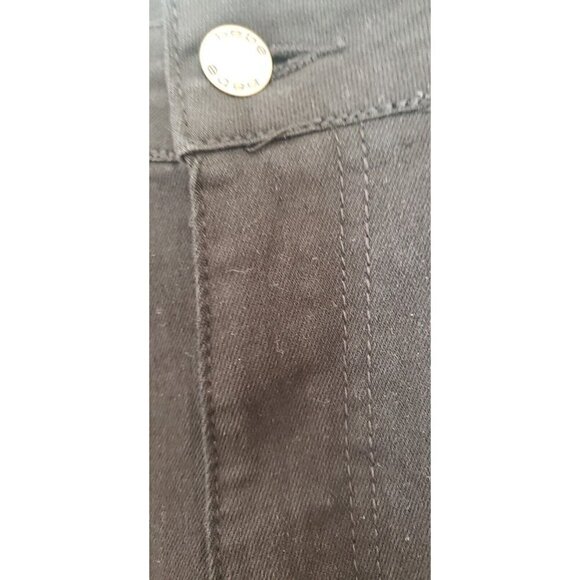 NWT $ 80 BEBE BLACK DENIM BACK POCKETS CRYSTAL LOGO STRAIGHT LEGS JEANS SZ 12/31 - Picture 3 of 11